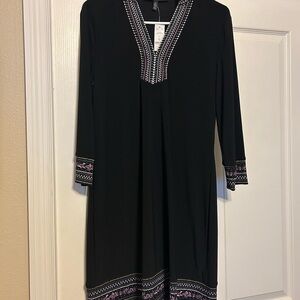 White House Black Market Black Dress with Lavender Accents